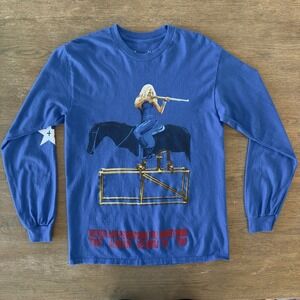 Beyonce American Requiem Long Sleeve Tee-Blue-Sz M-Cowboy Carter Tour 2025 Merch